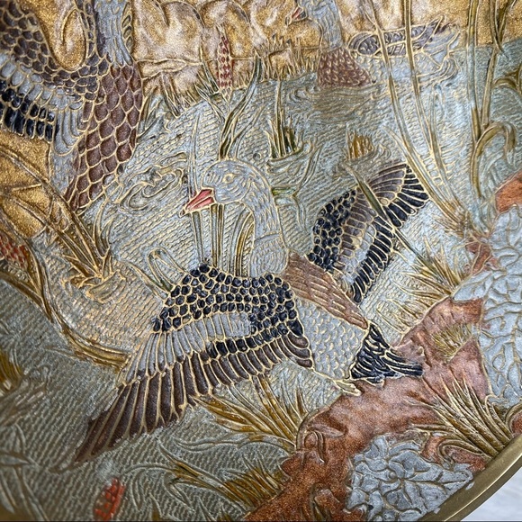 Archana Handicrafts Brass Cloisonné Painted Enamel Birds in Pond Decorative Bowl - Picture 7 of 10